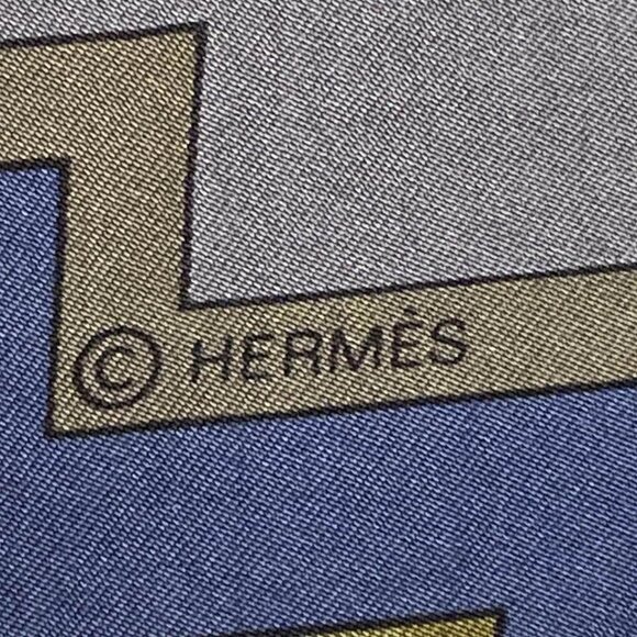 HERMES Carre 140 - Navy Gray Multi Scarf 485-071625 - Picture 4 of 5